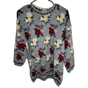 New Addition Maternity Vintage Floral Pattern Pullover Sweater